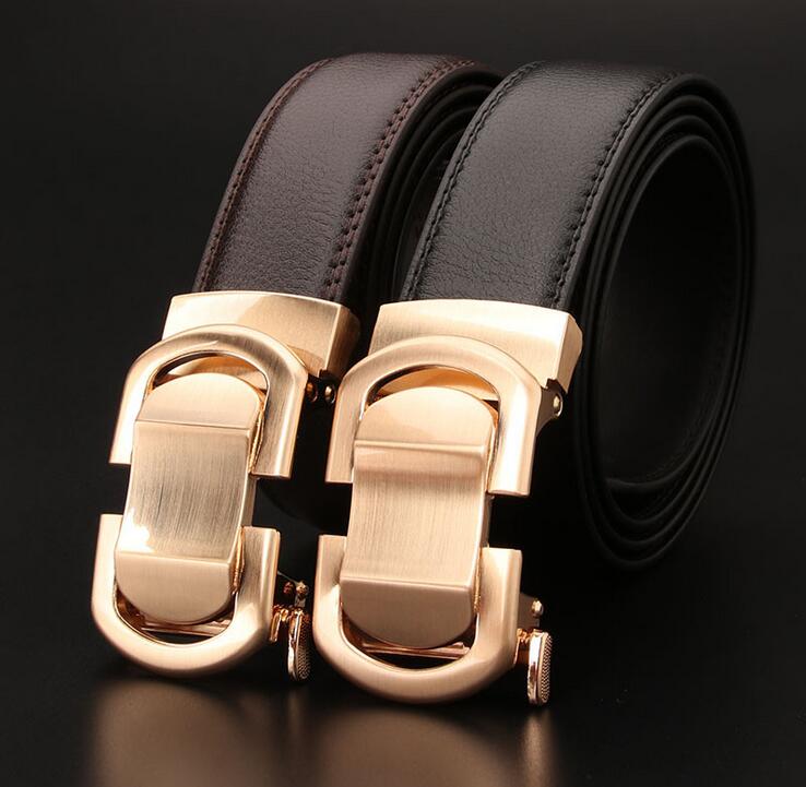 メンズベルト 紳士用本革ベルト 自動留金具付き 大きいサイズ対応