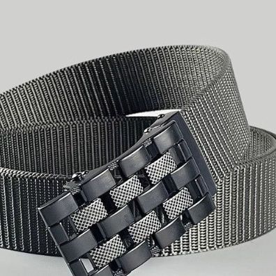 メンズベルト 格子模様バックル付き金属メッシュベルト