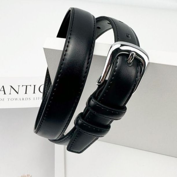 メンズベルト 上質牛革シンプル細身メンズベルト