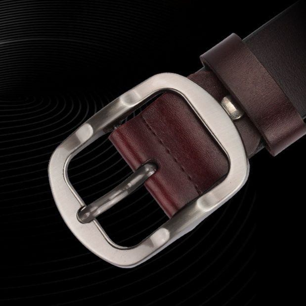 メンズベルト 本革シンプルピンバックルメンズベルト