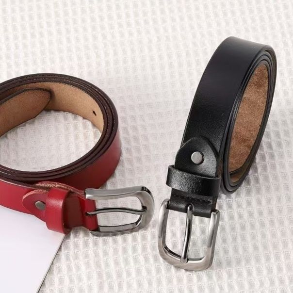 メンズベルト 本革一枚仕立てシンプルピンバックルメンズベルト