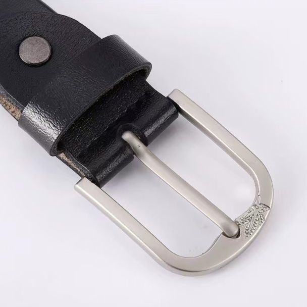 メンズベルト 本革一枚仕立てシンプルピンバックルメンズベルト