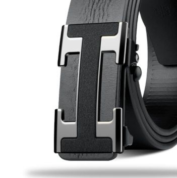 メンズベルト 本革仕立て頭文字型バックル紳士用ベルト