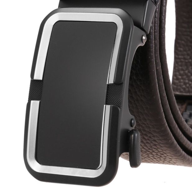 メンズベルト 型押しレザー自動バックル付き本革紳士用ベルト