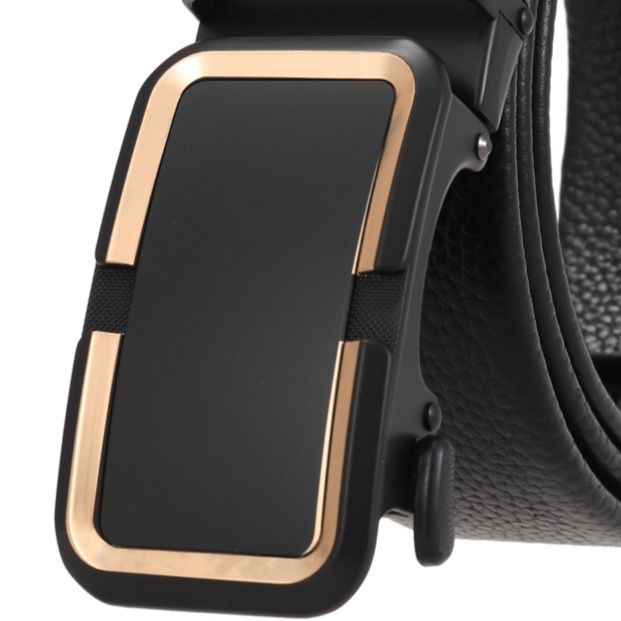 メンズベルト 型押しレザー自動バックル付き本革紳士用ベルト