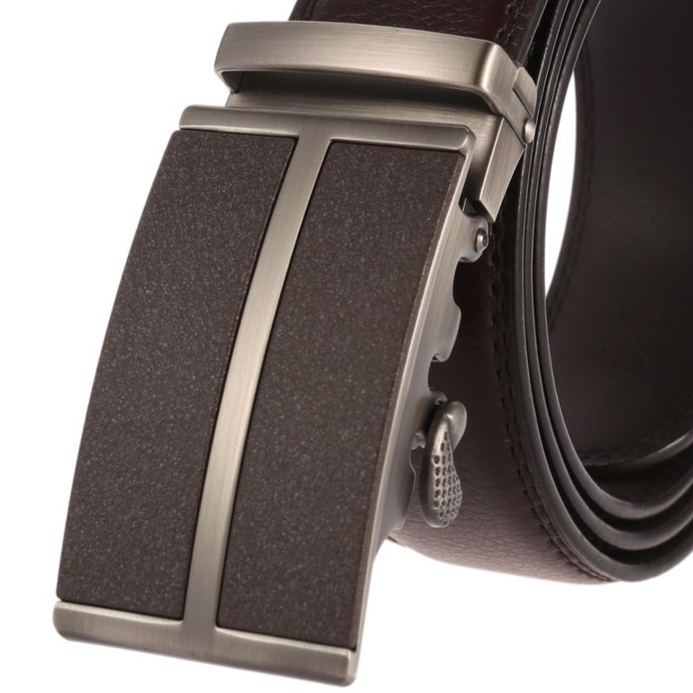 メンズベルト 自動式バックル付き本革紳士用ベルト