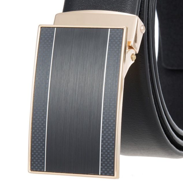 メンズベルト 高級感漂う自動式バックル本革紳士用ベルト