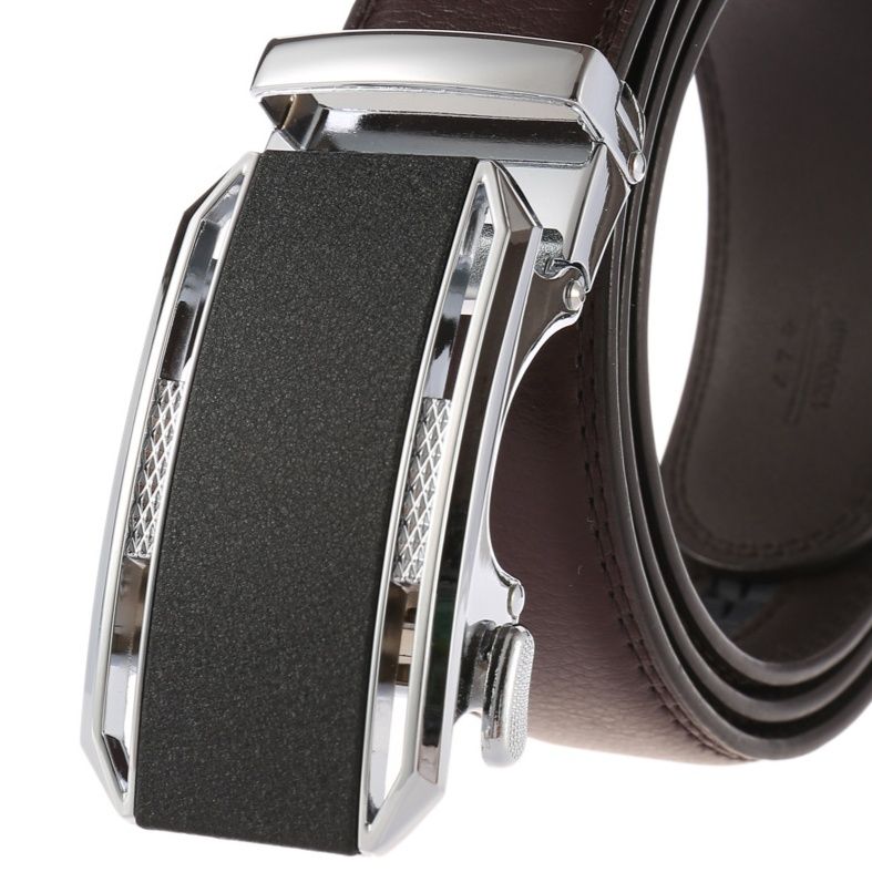 メンズベルト 本革自動式バックル紳士用ビジネスベルト