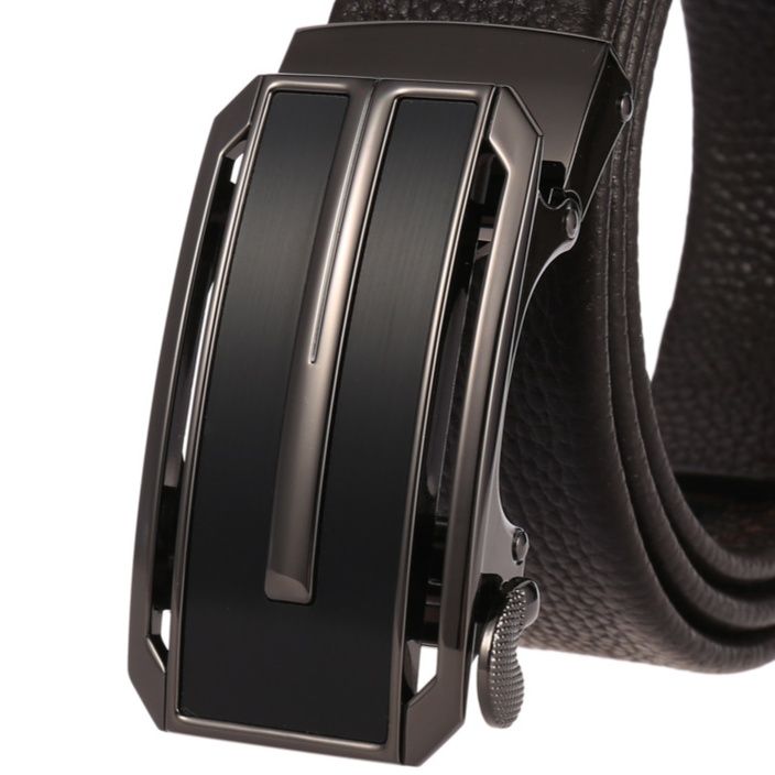 メンズベルト 型押し革自動式バックル紳士用ベルト