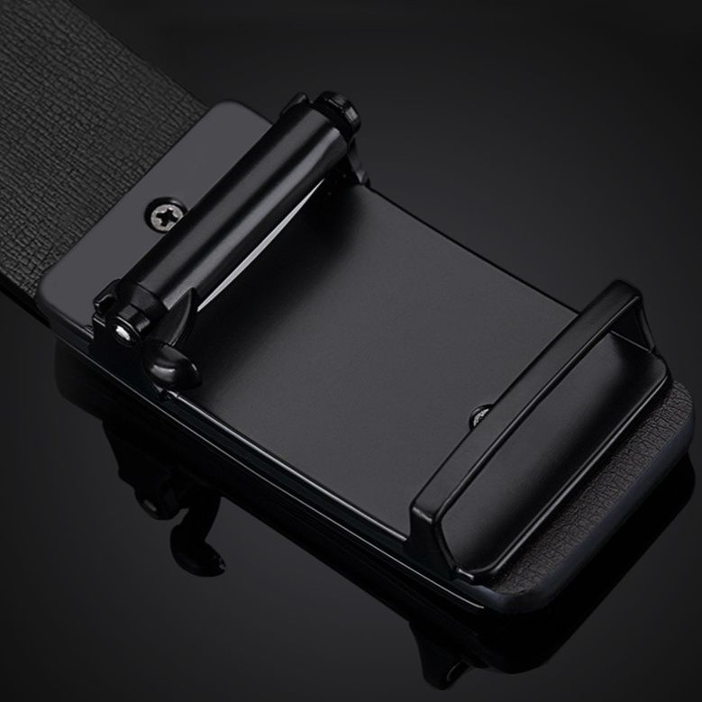 メンズベルト 幾何学デザイン自動式バックル本革紳士ベルト