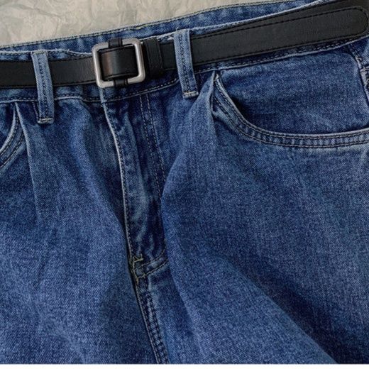 メンズベルト スクエアバックル本革細身ベルト