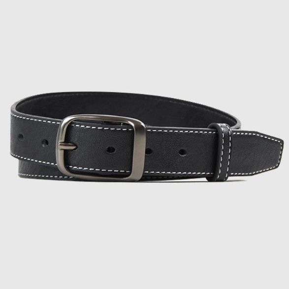 メンズベルト 本革白ステッチデザインカジュアルベルト