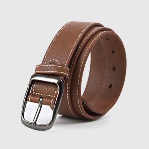 メンズベルト 本革白ステッチデザインカジュアルベルト