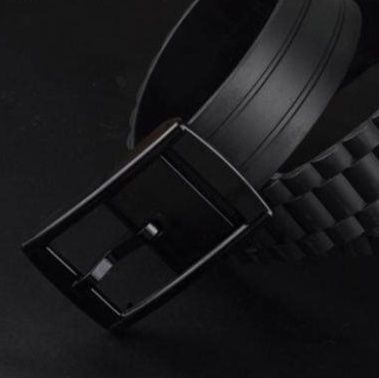 メンズベルト 伸縮性抜群シンプル金属バックル付きゴムベルト