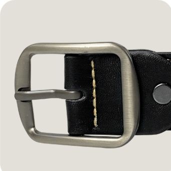 メンズベルト 本革ステッチデザインピンバックルベルト
