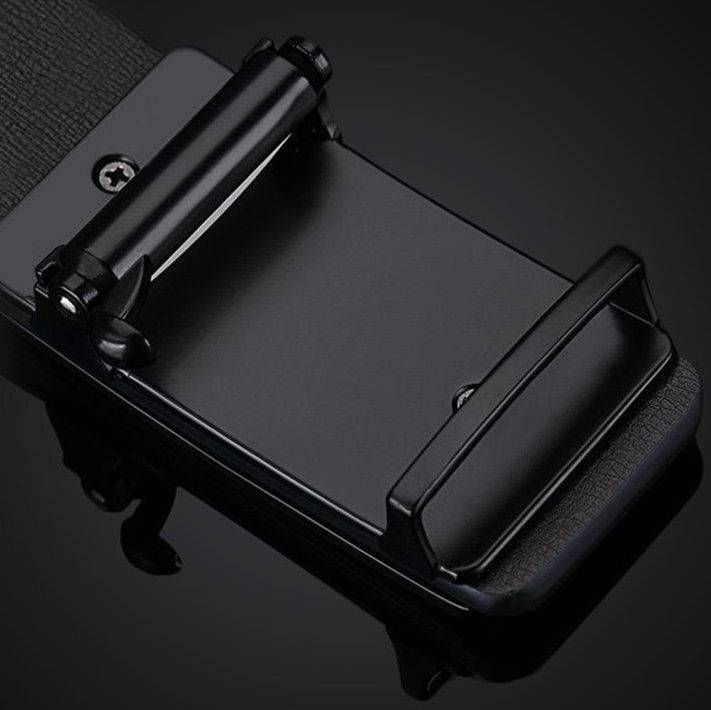 メンズベルト 幾何学模様バックル本革ビジネスベルト