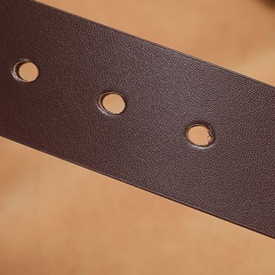 メンズベルト 真鍮製角型バックル本革ベルト