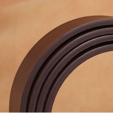 メンズベルト 真鍮製角型バックル本革ベルト