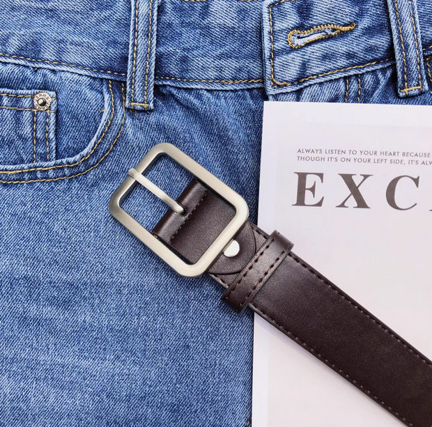 メンズベルト 本格牛革シンプル角型金具メンズベルト