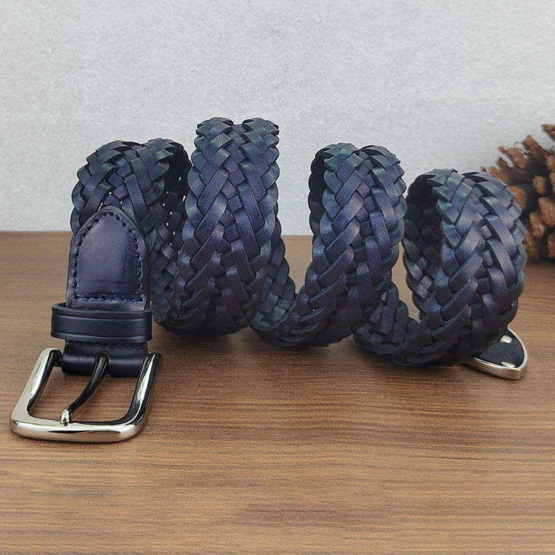 ベルトメンズ 匠の編み込み本革メッシュベルト