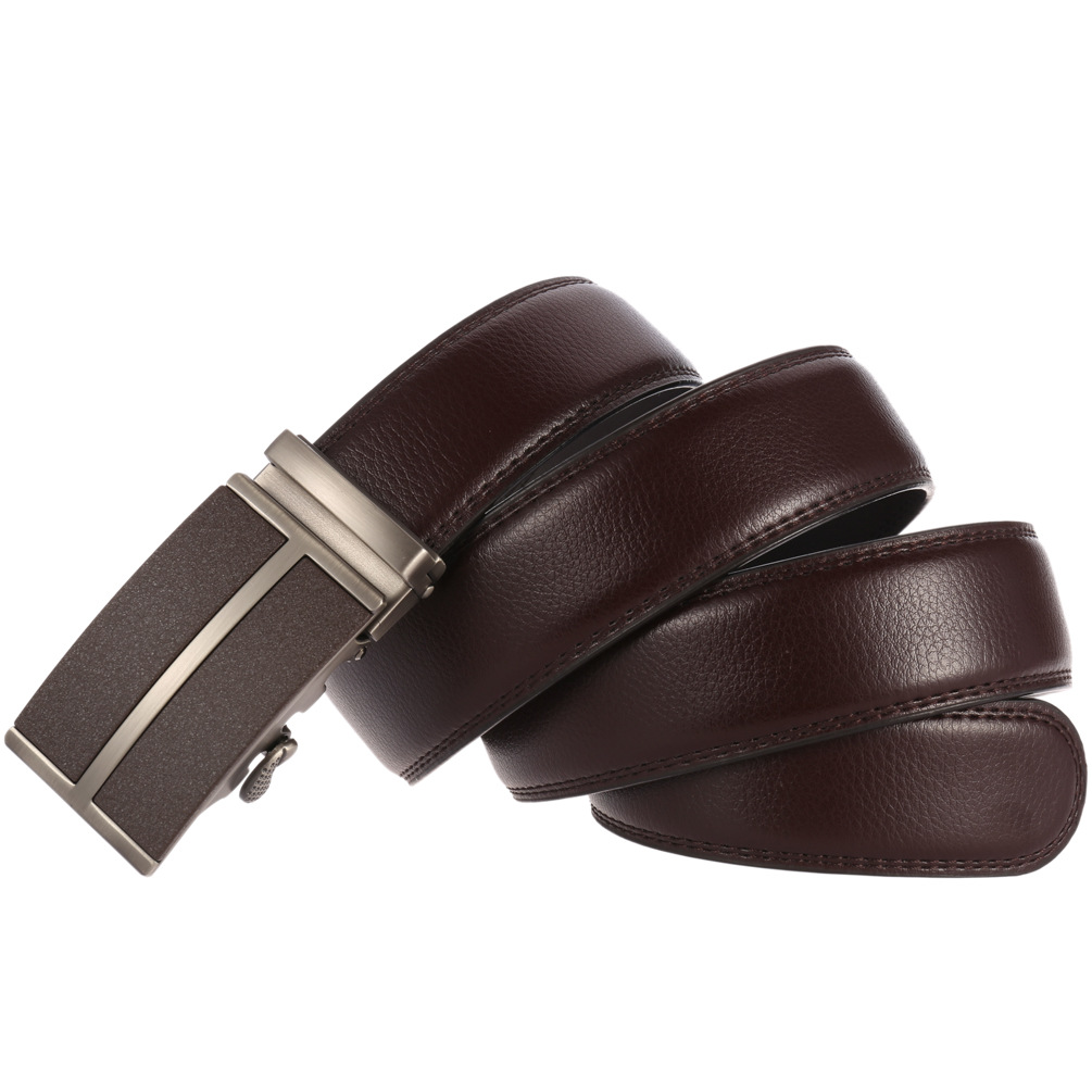 メンズベルト 自動式バックル付き本革紳士用ベルト