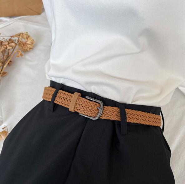 メンズベルト メッシュ編み込みベルト おしゃれ細身帯