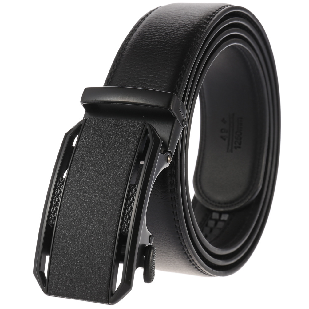 メンズベルト 本革自動式バックル紳士用ビジネスベルト