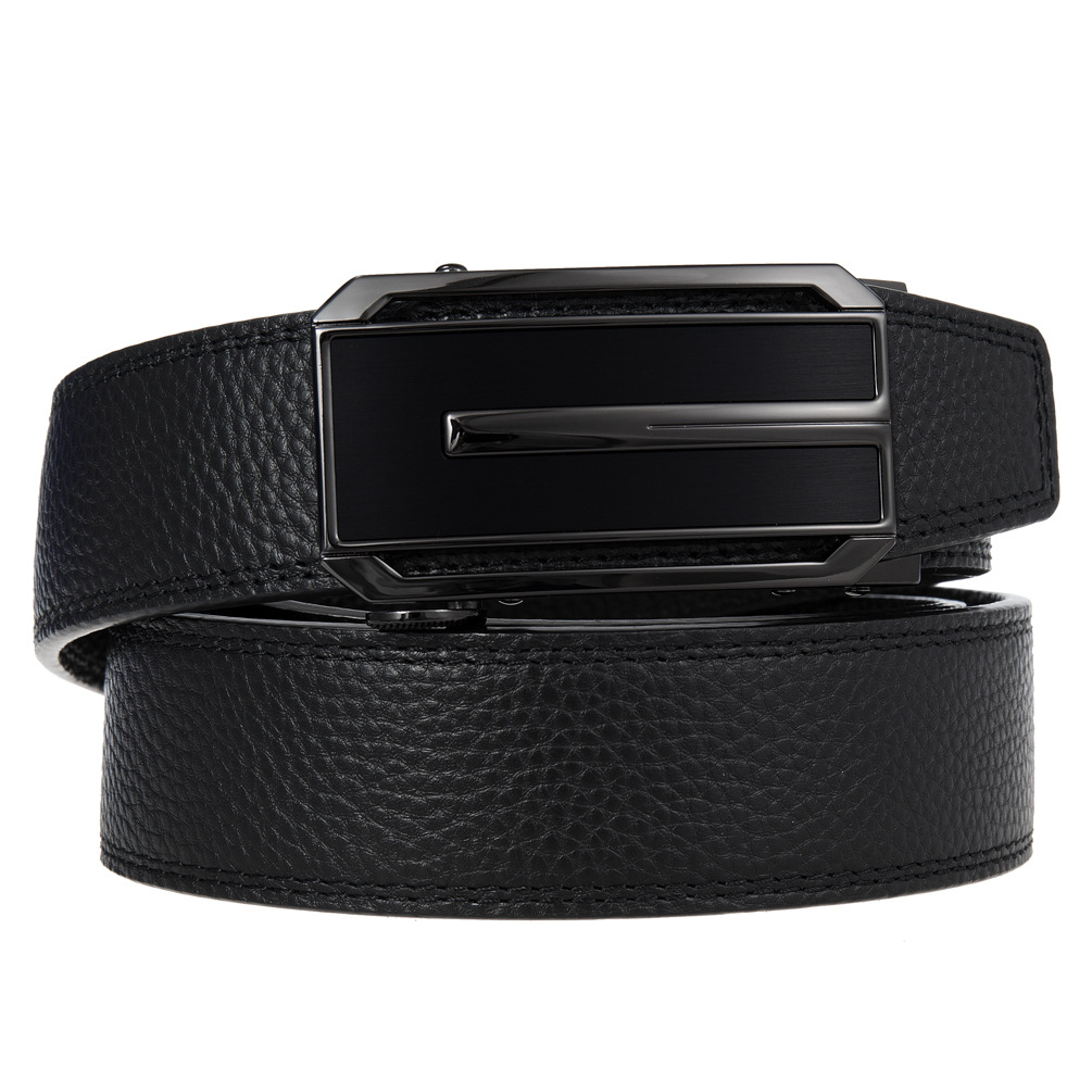 メンズベルト 型押し革自動式バックル紳士用ベルト
