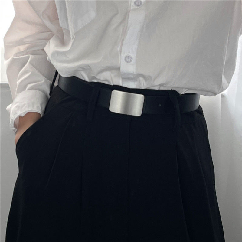 メンズベルト シンプル金属バックル革製紳士用ベルト