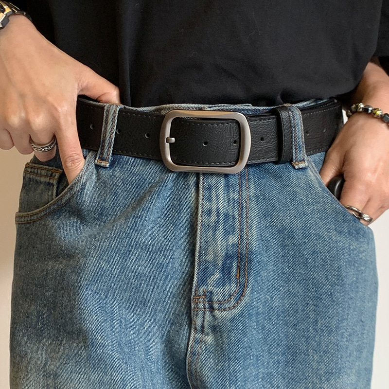 メンズベルト 本革シンプルスクエアバックル日常使いベルト