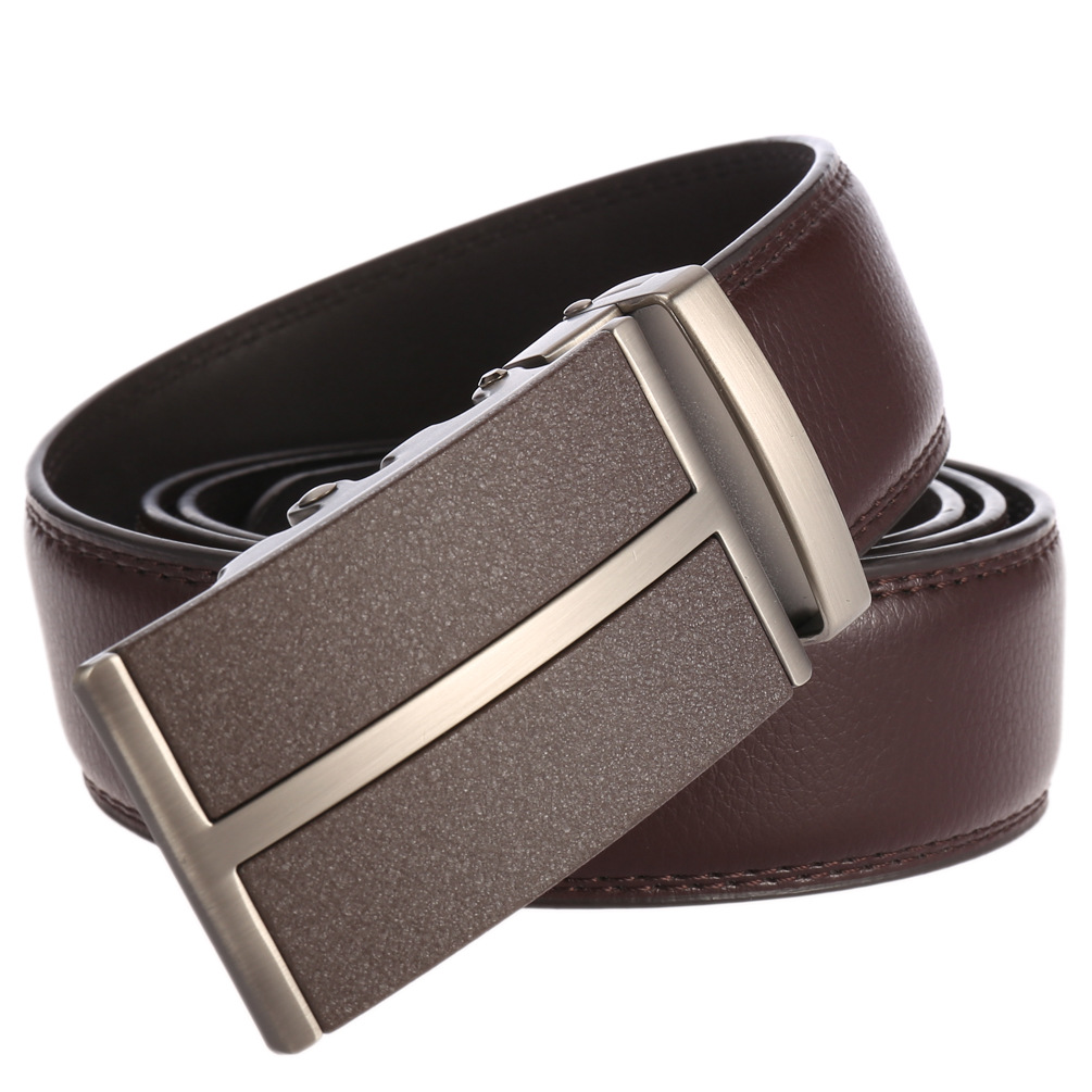 メンズベルト 自動式バックル付き本革紳士用ベルト