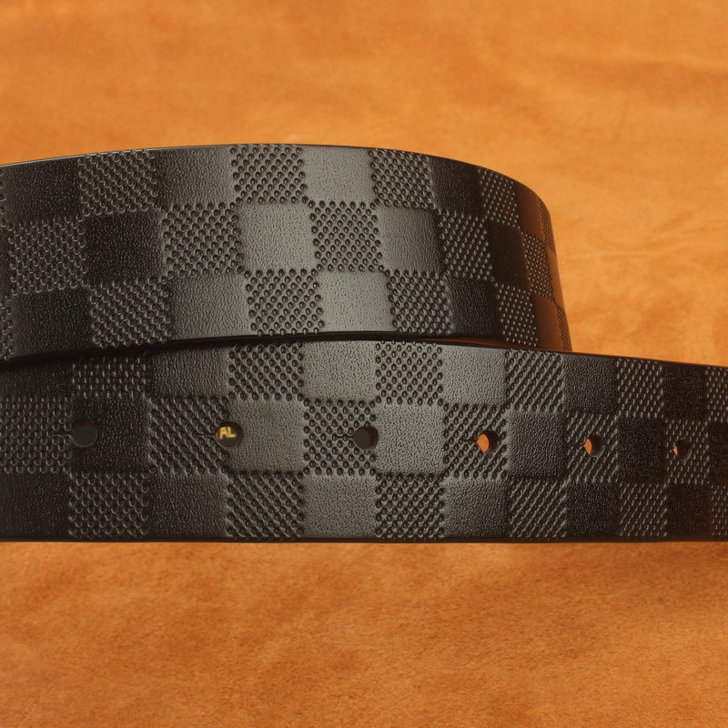 メンズベルト 市松模様型押し本革メンズベルト
