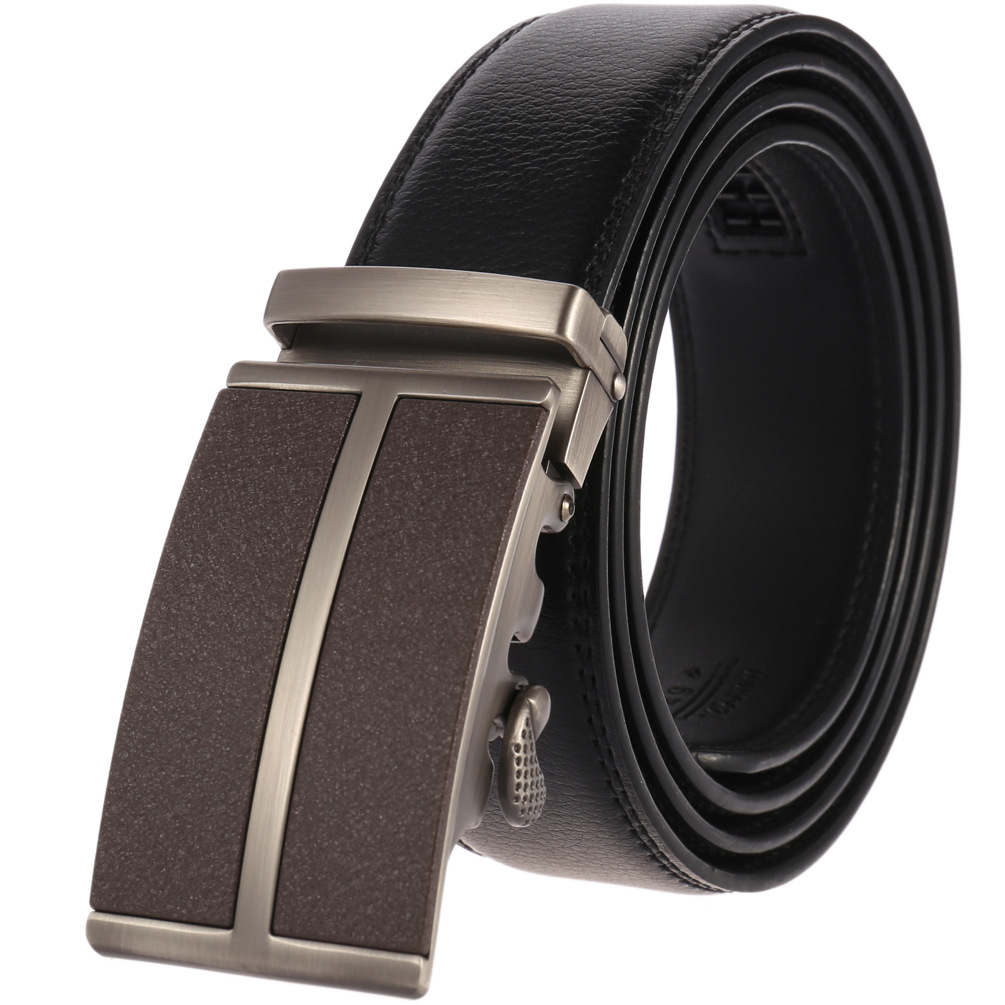 メンズベルト 自動式バックル付き本革紳士用ベルト