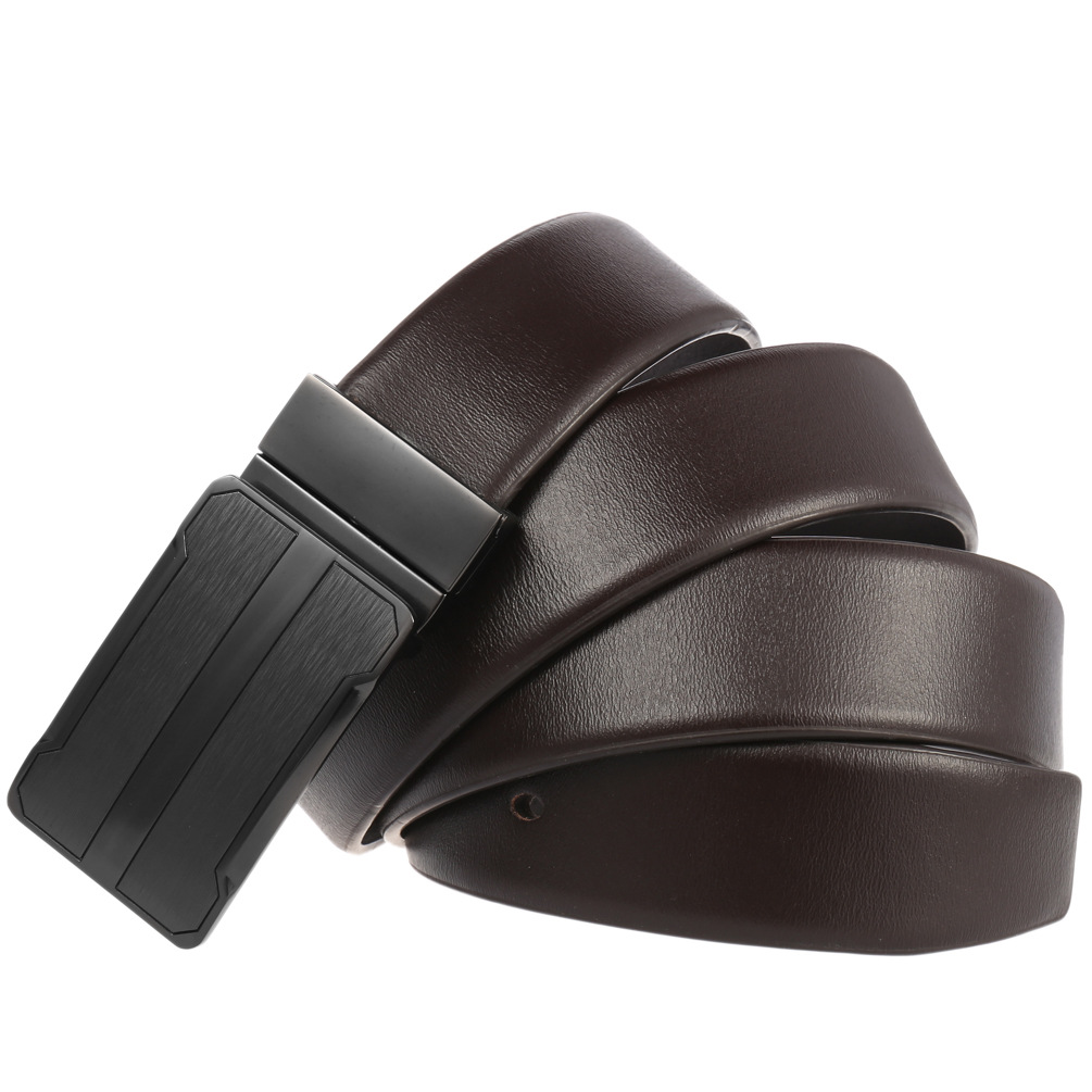 メンズベルト 本革自動式バックル幾何学デザインメンズベルト