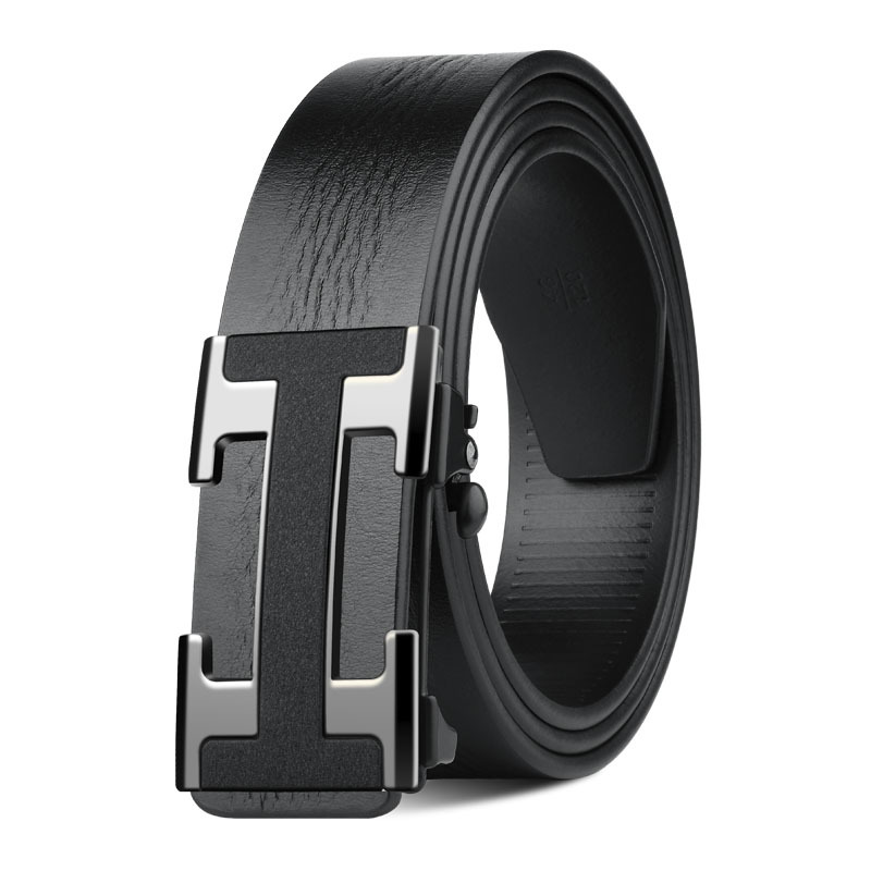 メンズベルト 本革仕立て頭文字型バックル紳士用ベルト