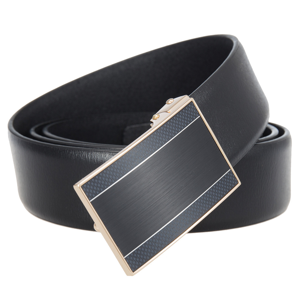 メンズベルト 高級感漂う自動式バックル本革紳士用ベルト