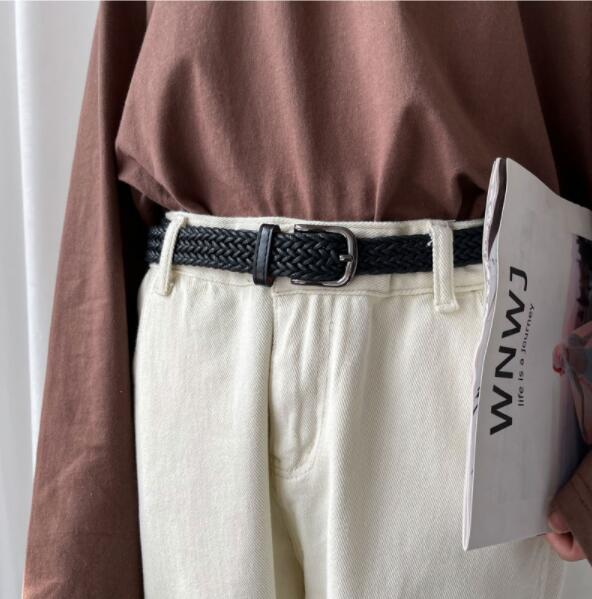 メンズベルト メッシュ編み込みベルト おしゃれ細身帯