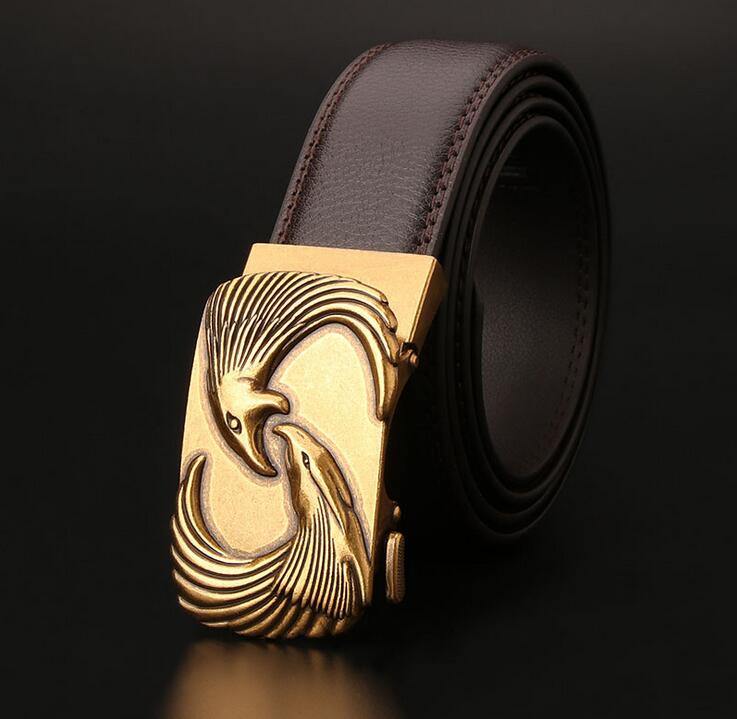 メンズベルト 革ベルト 男性用 自動式金具 鶴柄装飾 紳士用