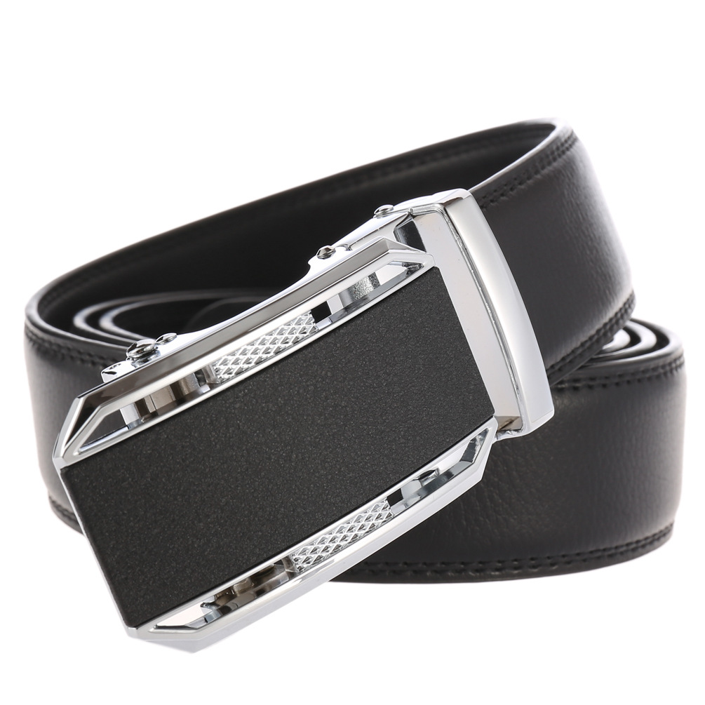 メンズベルト 本革自動式バックル紳士用ビジネスベルト