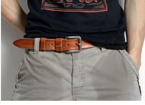 メンズベルト 本革一枚仕立てシンプルピンバックルベルト