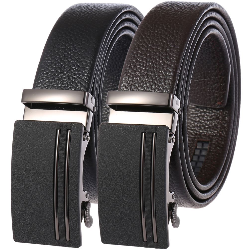 メンズベルト 型押しレザー自動式バックル紳士用ベルト