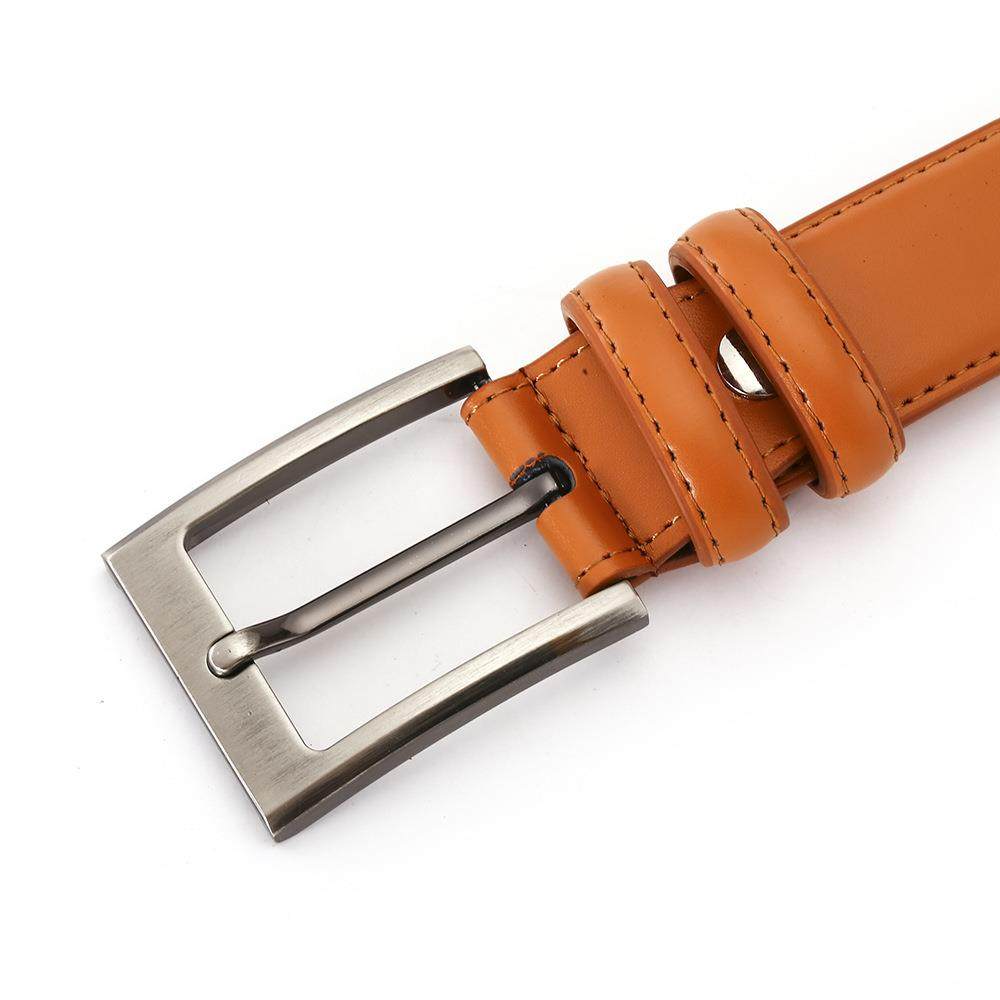 メンズベルト 本革仕立てステッチデザイン角型バックル紳士ベルト