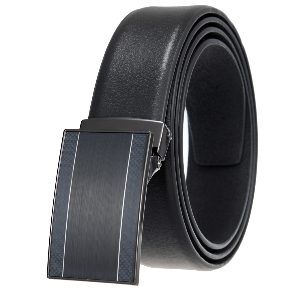 メンズベルト 高級感漂う自動式バックル本革紳士用ベルト