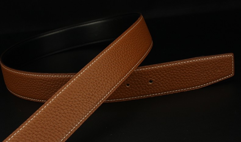 メンズベルト 本革型押しステッチデザインバックルレスベルト