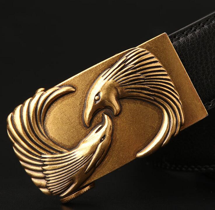 メンズベルト 革ベルト 男性用 自動式金具 鶴柄装飾 紳士用