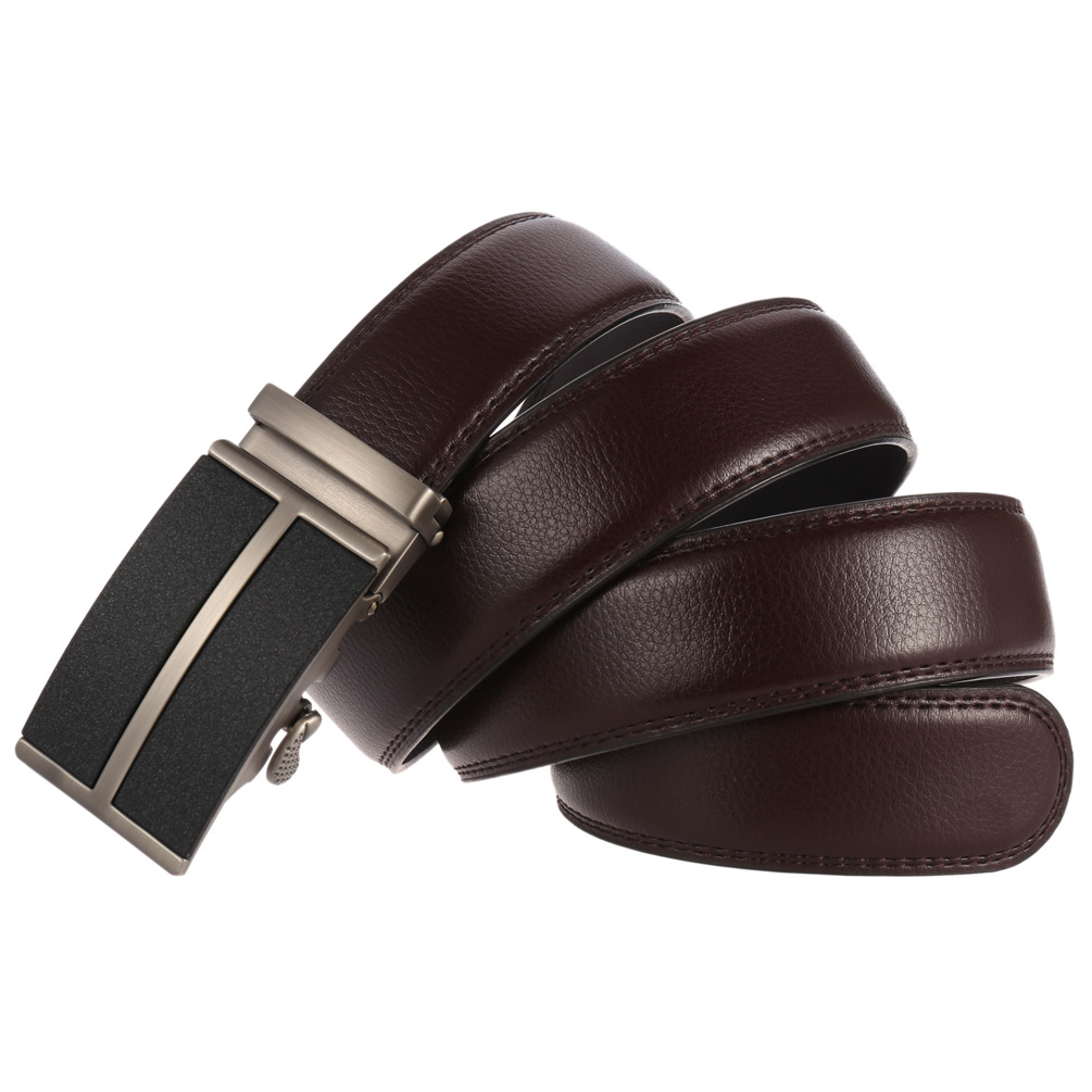 メンズベルト 自動式バックル付き本革紳士用ベルト