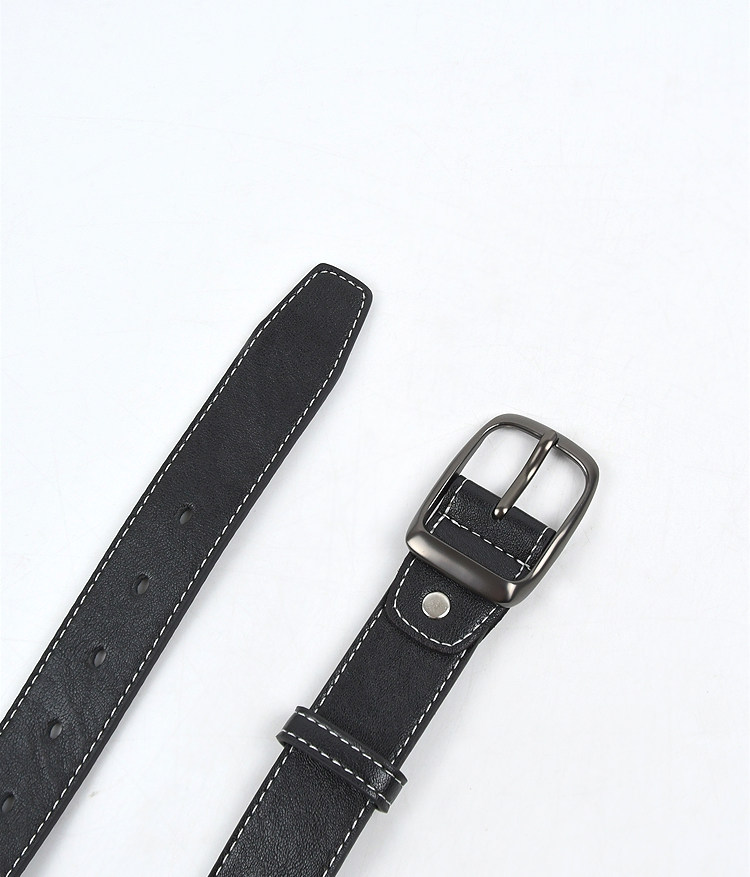 メンズベルト 本革白ステッチデザインカジュアルベルト