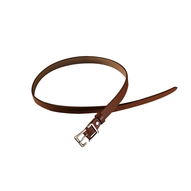 メンズベルト 本革スクエアバックル細身ベルト