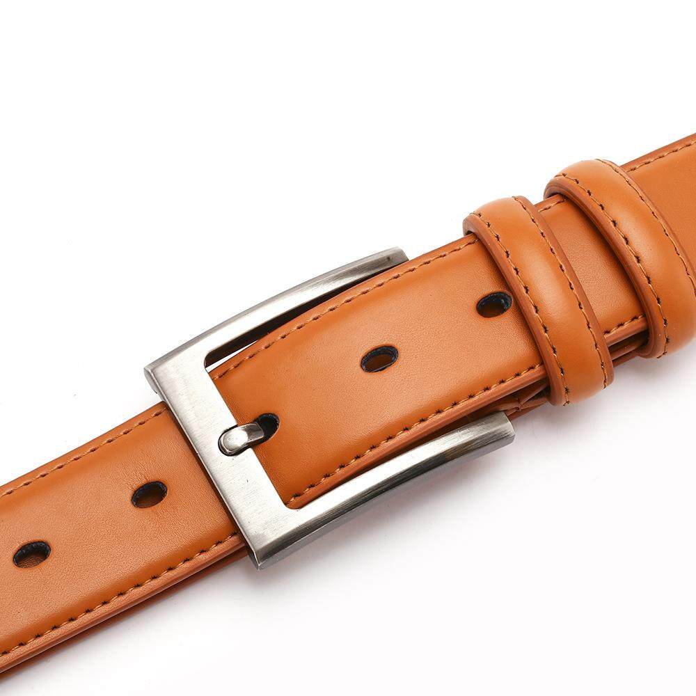 メンズベルト 本革仕立てステッチデザイン角型バックル紳士ベルト