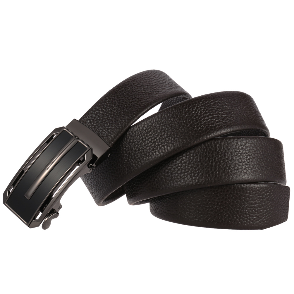 メンズベルト 型押し革自動式バックル紳士用ベルト